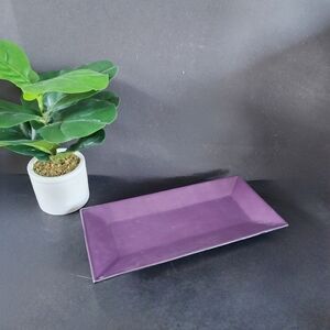 Partylite candle holder Zen Purple ceramic long tabletop mantle tray retired